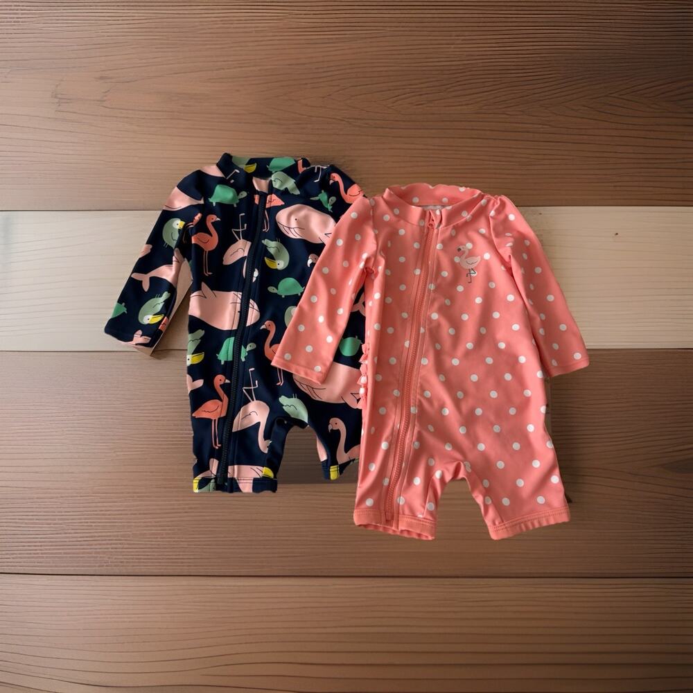 Simple Joys by Carter's Baby Girls' 2-Pack Zip Rashguards 6-9 Months